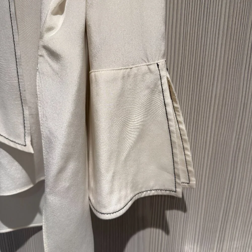 Alice + Olivia Ivory Blouse with Tie Detail - Picture 2 of 13